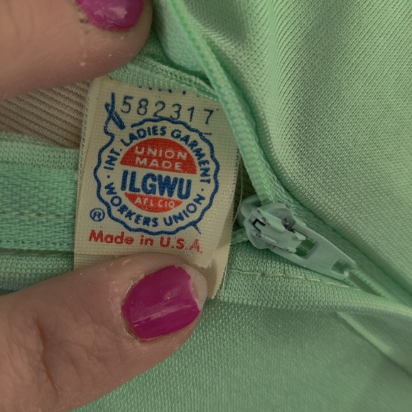 M/L 1970s Mint Green Maxi Prom / Bridesmaid Dress - Picture 11 of 13